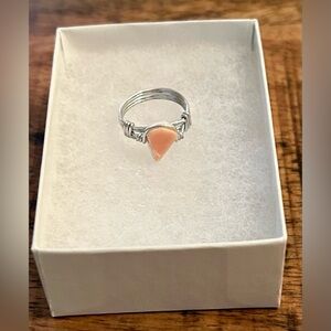 Genuine Pink Opal sterling silver ring size 5